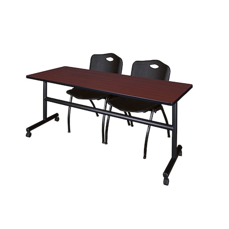 Kobe Rectangle Tables > Nesting Tables > Kobe Flip Top Table & Chair Sets, 72 W, 24 L, 29 H, Mahogany MKFT7224MH47BK